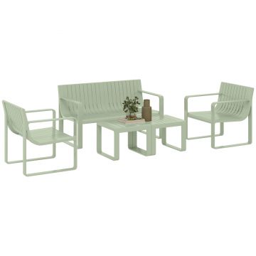 Outsunny Set de Grădină din 5 Piese cu Canapea, 2 Fotolii și 2 Măsuțe, 122x60.5x70 cm, Verde | Aosom Romania