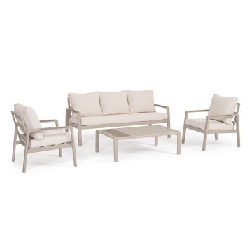 Set mobilier pentru gradina/terasa 4 piese Elna, Bizzotto, aluminiu/poliester impermeabil, bej