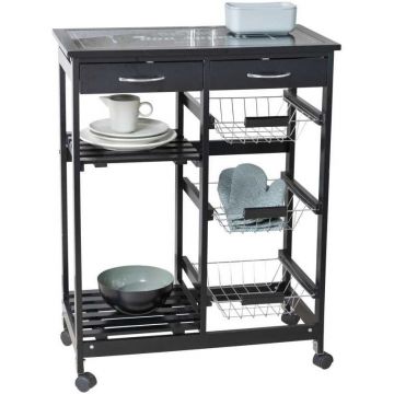 Wenko Mini bar, polite si sertare, negru, MDF, 67 x 86,5 x 35 cm Wenko Bon Appetit 54128100