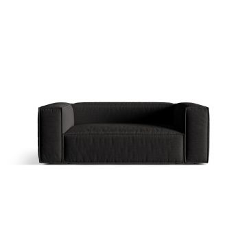 Canapea 2 locuri, Nuria-215, Micadoni Home, 170x110x72 cm, tesatura structurata chenille, negru