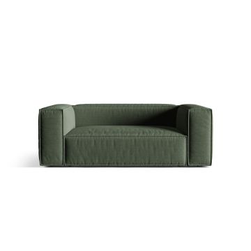 Canapea 2 locuri, Nuria-215, Micadoni Home, 170x110x72 cm, tesatura structurata chenille, verde moss