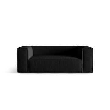 Canapea 2 locuri, Nuria-88, Micadoni Home, 170x110x72 cm, catifea, negru