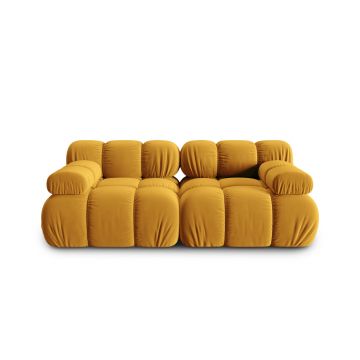 Canapea modulara 2 locuri, Bellis-51, Micadoni Home, 188x94x70 cm, catifea, galben