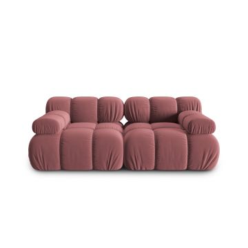 Canapea modulara 2 locuri, Bellis-51, Micadoni Home, 188x94x70 cm, catifea, roz