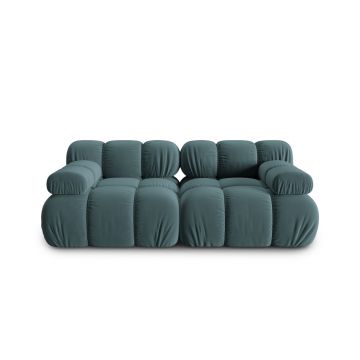Canapea modulara 2 locuri, Bellis-51, Micadoni Home, 188x94x70 cm, catifea, turcoaz