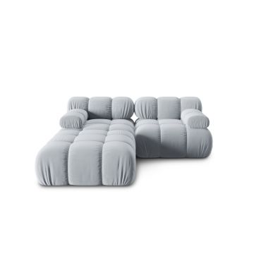 Canapea modulara 3 locuri, Bellis-51, Micadoni Home, 188x188x70 cm, catifea, albastru deschis