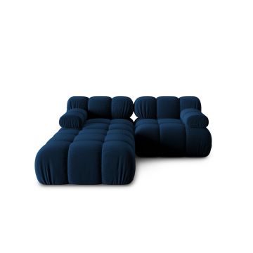 Canapea modulara 3 locuri, Bellis-51, Micadoni Home, 188x188x70 cm, catifea, albastru regal
