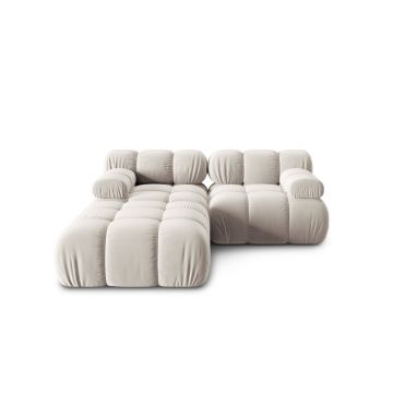 Canapea modulara 3 locuri, Bellis-51, Micadoni Home, 188x188x70 cm, catifea, bej inchis