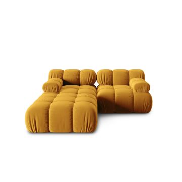 Canapea modulara 3 locuri, Bellis-51, Micadoni Home, 188x188x70 cm, catifea, galben