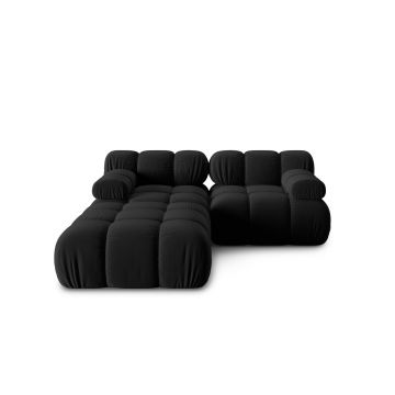 Canapea modulara 3 locuri, Bellis-51, Micadoni Home, 188x188x70 cm, catifea, negru