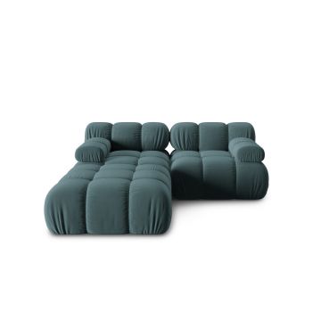 Canapea modulara 3 locuri, Bellis-51, Micadoni Home, 188x188x70 cm, catifea, turcoaz