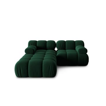 Canapea modulara 3 locuri, Bellis-51, Micadoni Home, 188x188x70 cm, catifea, verde bottle