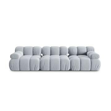 Canapea modulara 3 locuri, Bellis-51, Micadoni Home, 282x94x70 cm, catifea, albastru deschis