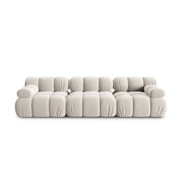 Canapea modulara 3 locuri, Bellis-51, Micadoni Home, 282x94x70 cm, catifea, bej inchis