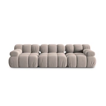 Canapea modulara 3 locuri, Bellis-51, Micadoni Home, 282x94x70 cm, catifea, cappuccino