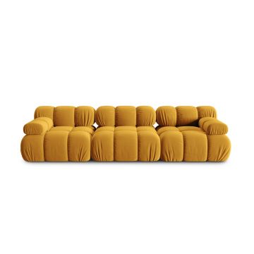 Canapea modulara 3 locuri, Bellis-51, Micadoni Home, 282x94x70 cm, catifea, galben