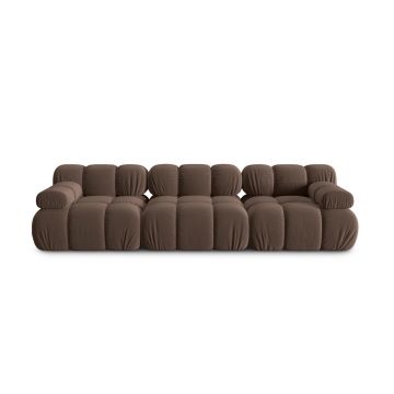 Canapea modulara 3 locuri, Bellis-51, Micadoni Home, 282x94x70 cm, catifea, maro inchis