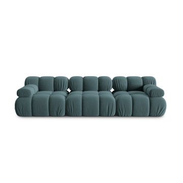 Canapea modulara 3 locuri, Bellis-51, Micadoni Home, 282x94x70 cm, catifea, turcoaz