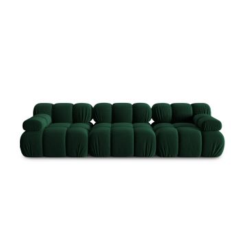 Canapea modulara 3 locuri, Bellis-51, Micadoni Home, 282x94x70 cm, catifea, verde bottle
