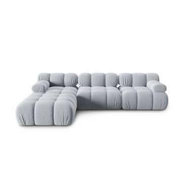 Canapea modulara 4 locuri, Bellis-51, Micadoni Home, 282x188x70 cm, catifea, albastru deschis