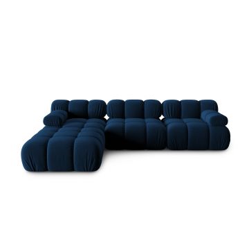 Canapea modulara 4 locuri, Bellis-51, Micadoni Home, 282x188x70 cm, catifea, albastru regal