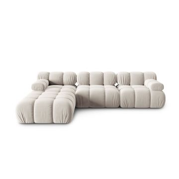 Canapea modulara 4 locuri, Bellis-51, Micadoni Home, 282x188x70 cm, catifea, bej inchis