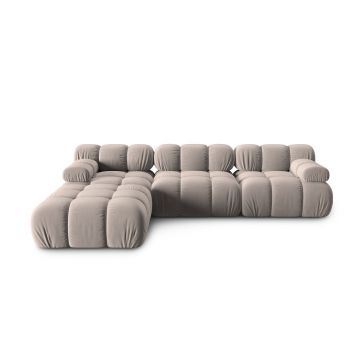 Canapea modulara 4 locuri, Bellis-51, Micadoni Home, 282x188x70 cm, catifea, cappuccino