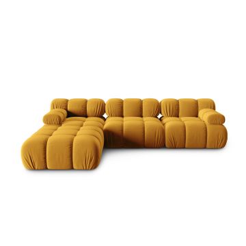 Canapea modulara 4 locuri, Bellis-51, Micadoni Home, 282x188x70 cm, catifea, galben