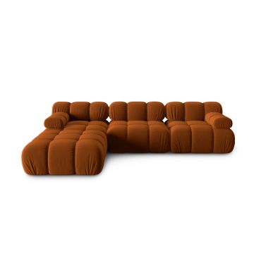 Canapea modulara 4 locuri, Bellis-51, Micadoni Home, 282x188x70 cm, catifea, teracota