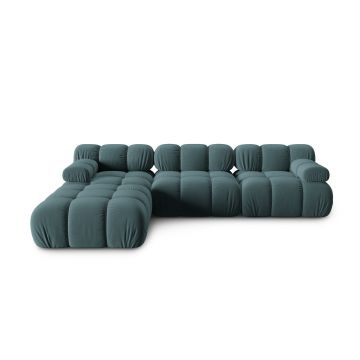 Canapea modulara 4 locuri, Bellis-51, Micadoni Home, 282x188x70 cm, catifea, turcoaz