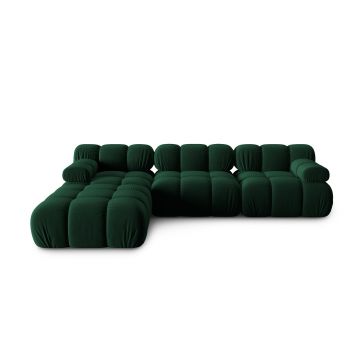 Canapea modulara 4 locuri, Bellis-51, Micadoni Home, 282x188x70 cm, catifea, verde bottle