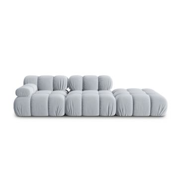 Canapea modulara 4 locuri cotiera dreapta, Bellis-51, Micadoni Home, 282x94x70 cm, catifea, albastru deschis