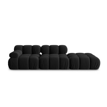 Canapea modulara 4 locuri cotiera dreapta, Bellis-51, Micadoni Home, 282x94x70 cm, catifea, negru