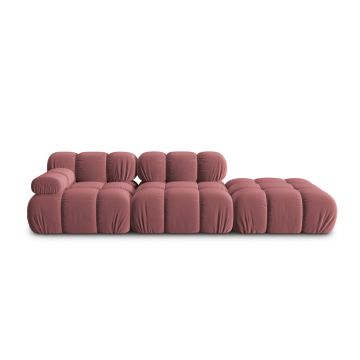 Canapea modulara 4 locuri cotiera dreapta, Bellis-51, Micadoni Home, 282x94x70 cm, catifea, roz