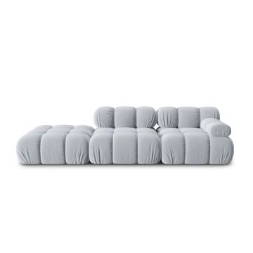 Canapea modulara 4 locuri cotiera stanga, Bellis-51, Micadoni Home, 282x94x70 cm, catifea, albastru deschis