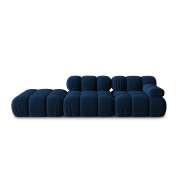 Canapea modulara 4 locuri cotiera stanga, Bellis-51, Micadoni Home, 282x94x70 cm, catifea, albastru regal