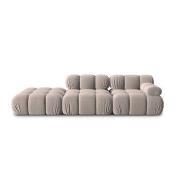 Canapea modulara 4 locuri cotiera stanga, Bellis-51, Micadoni Home, 282x94x70 cm, catifea, cappuccino