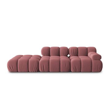 Canapea modulara 4 locuri cotiera stanga, Bellis-51, Micadoni Home, 282x94x70 cm, catifea, roz
