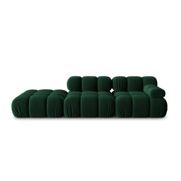 Canapea modulara 4 locuri cotiera stanga, Bellis-51, Micadoni Home, 282x94x70 cm, catifea, verde bottle
