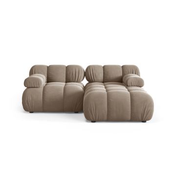 Coltar modular dreapta 3 locuri, Bellis-51, Micadoni Home, 188x155x70 cm, catifea, cappuccino