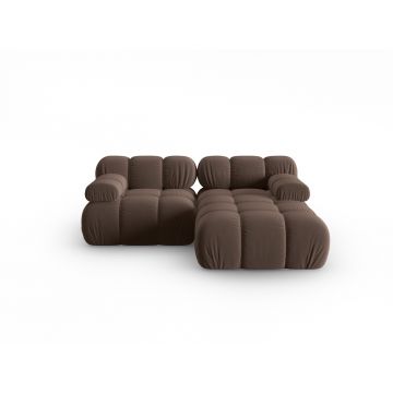 Coltar modular dreapta 3 locuri, Bellis-51, Micadoni Home, 188x155x70 cm, catifea, maro inchis
