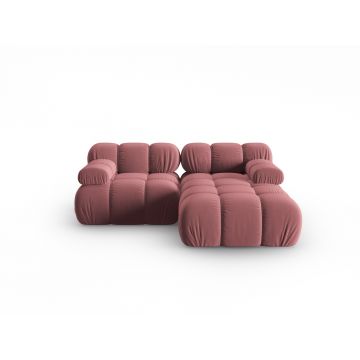 Coltar modular dreapta 3 locuri, Bellis-51, Micadoni Home, 188x155x70 cm, catifea, roz