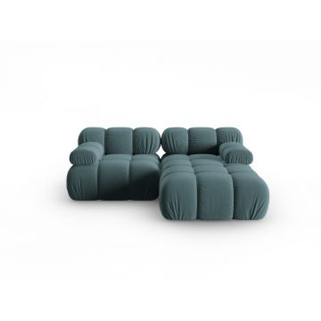Coltar modular dreapta 3 locuri, Bellis-51, Micadoni Home, 188x155x70 cm, catifea, turcoaz