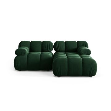 Coltar modular dreapta 3 locuri, Bellis-51, Micadoni Home, 188x155x70 cm, catifea, verde bottle