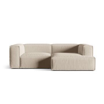 Coltar modular dreapta 3 locuri, Nuria-215, Micadoni Home, 252x147x72 cm, tesatura structurata chenille, bej