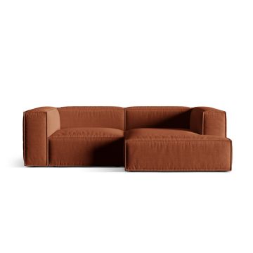 Coltar modular dreapta 3 locuri, Nuria-215, Micadoni Home, 252x147x72 cm, tesatura structurata chenille, caramiziu