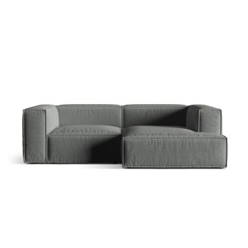 Coltar modular dreapta 3 locuri, Nuria-215, Micadoni Home, 252x147x72 cm, tesatura structurata chenille, gri