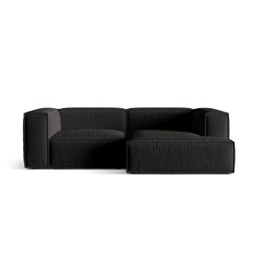 Coltar modular dreapta 3 locuri, Nuria-215, Micadoni Home, 252x147x72 cm, tesatura structurata chenille, negru