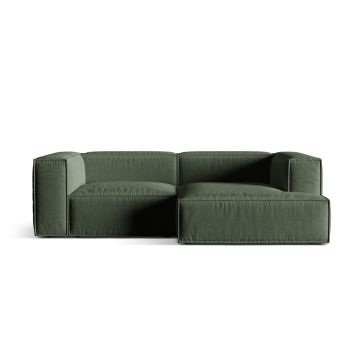 Coltar modular dreapta 3 locuri, Nuria-215, Micadoni Home, 252x147x72 cm, tesatura structurata chenille, verde moss