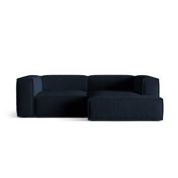 Coltar modular dreapta 3 locuri, Nuria-88, Micadoni Home, 252x147x72 cm, catifea, albastru inchis